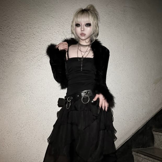 Black Layered Sheer Draping Dress