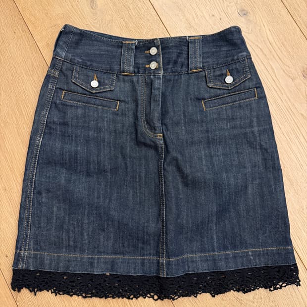 돌체앤가바나 레이스 데님 스커트 