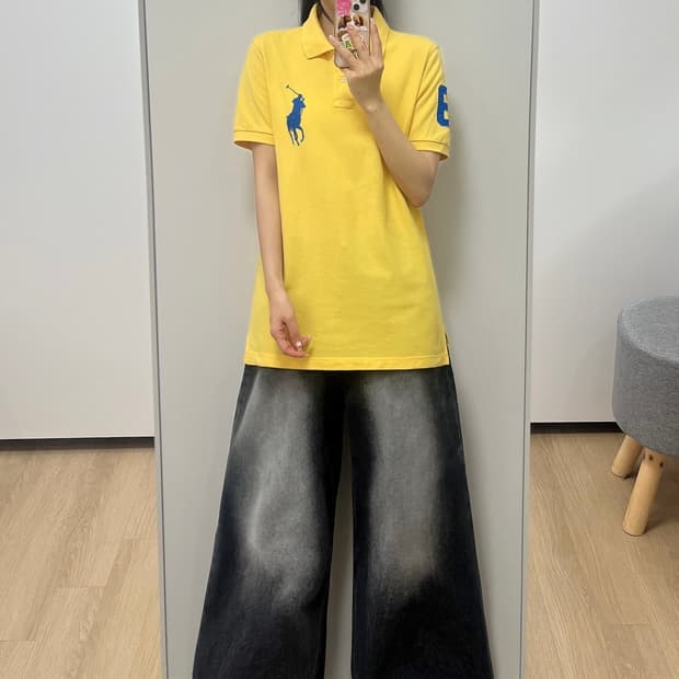 폴로 랄프로렌 빅포니 옐로우 카라 반팔 티셔츠