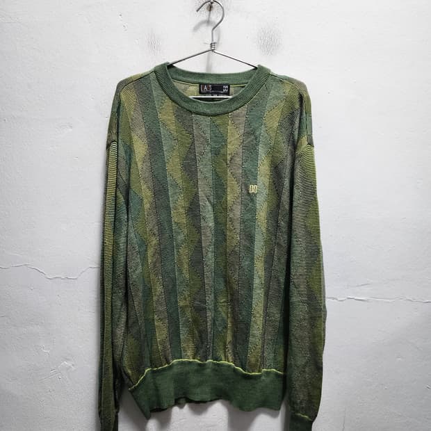 닥스 DAKS 그린 패턴 니트 스웨터