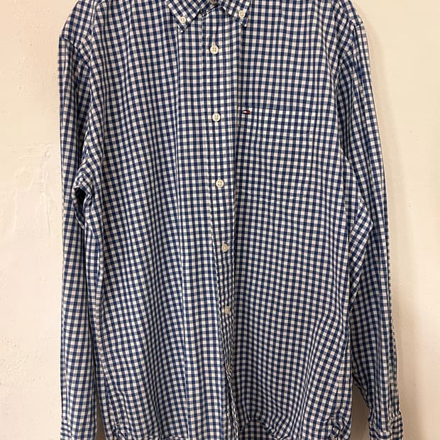 타미힐피거 깅엄 체크 셔츠 S (실측100)