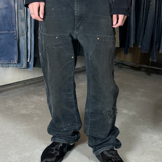 OG 칼하트 B01 더블니 블랙 칼하트 썩블니 워크팬츠