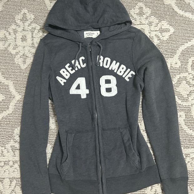 아베크롬비 라운드로고 그레이 후드집업 촤르르재질