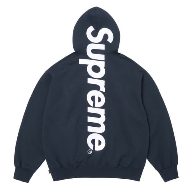 [L/새상품] 슈프림 26ss 사틴 아플리케 후드 스웨트셔츠 네이비