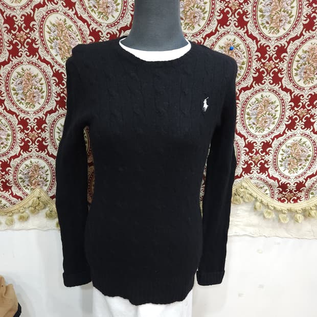 폴로 랄프로렌 블랙 램스울 꽈배기 니트
​
