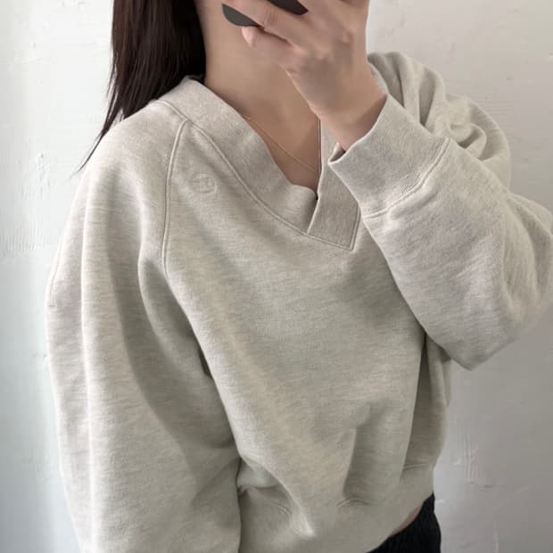 Recto 렉토 브이넥 크롭 맨투맨