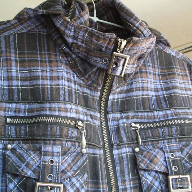 von dutch 체크 후드 집업