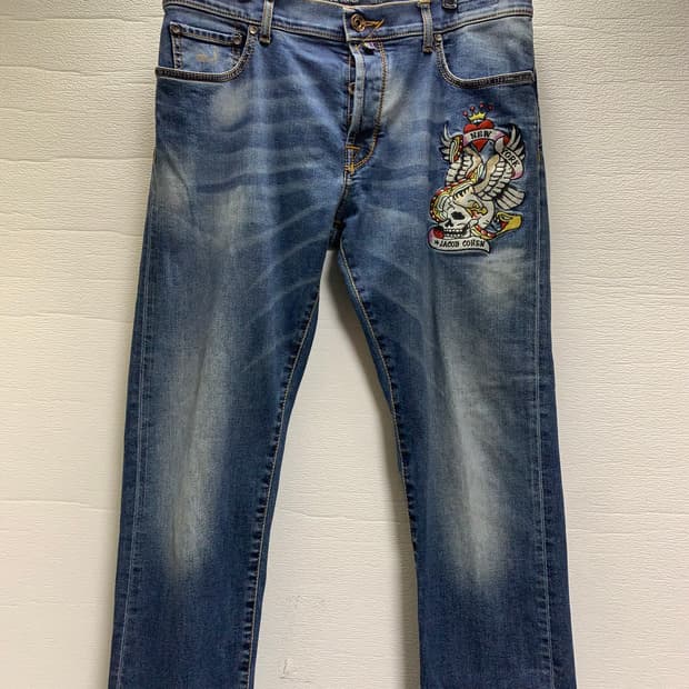 (Jacob Cohen) 야콥코헨 스컬 자수 데님 팬츠 사이즈 35