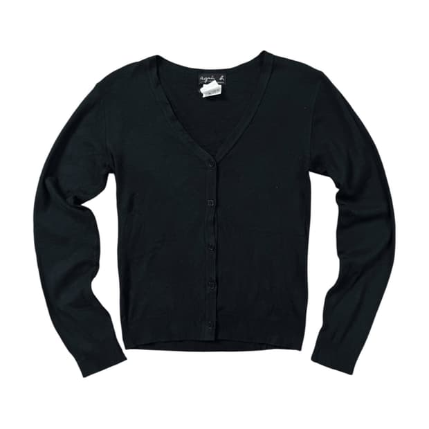 agnes b v-neck black cardigan