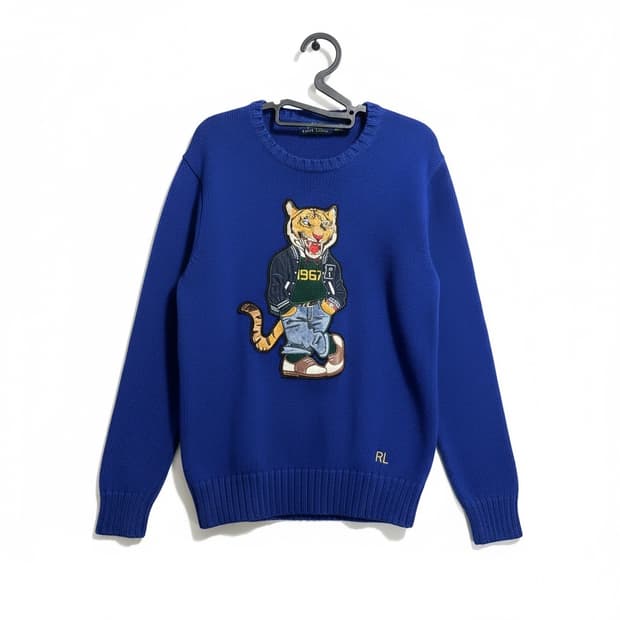 폴로 타이거 블루 니트