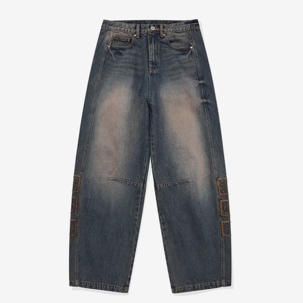 카락터 빈티지 엠블런 데님