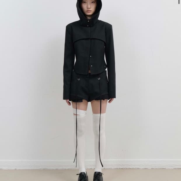 오호스 Layered Bolero Wool Jacket / Black