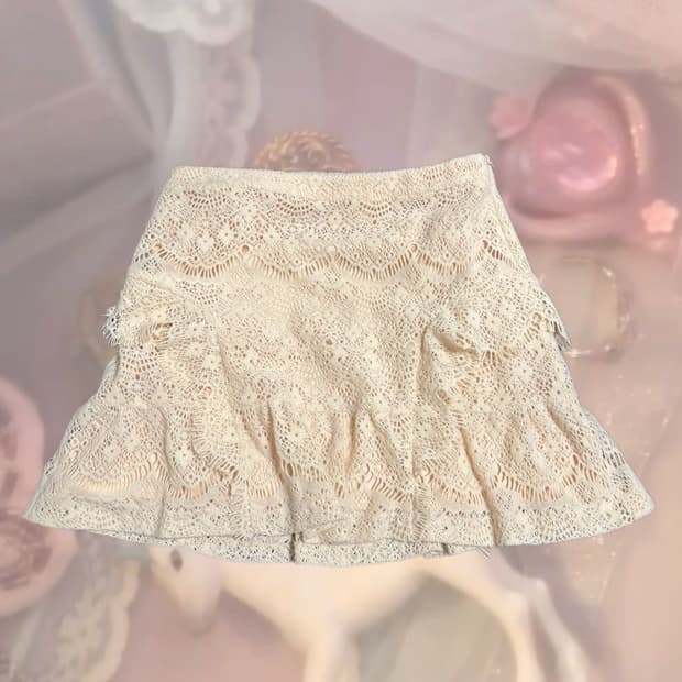 빈티지 로엠 크로셰 캉캉 미니스커트/레이어드 스커트