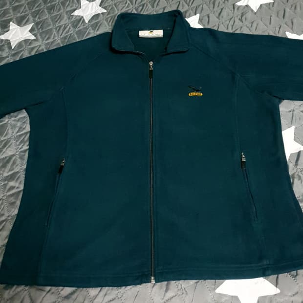 살레와 빈티지 자수로고 후리스 집업자켓 다크그린 (3XL)