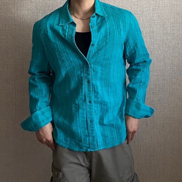 아르마니 익스체인지 스카이 텍스쳐 셔츠