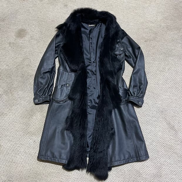 00s vintage 빈티지 양가죽 롱코트 초강추