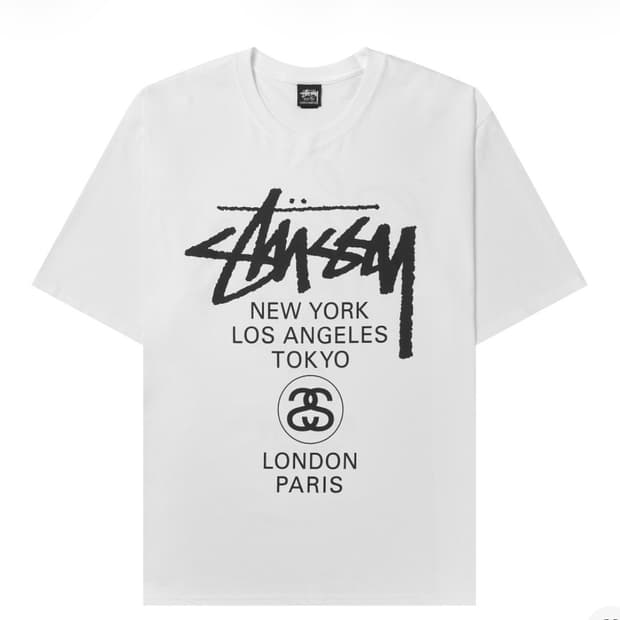 스투시 월드투어 반팔 화이트 L