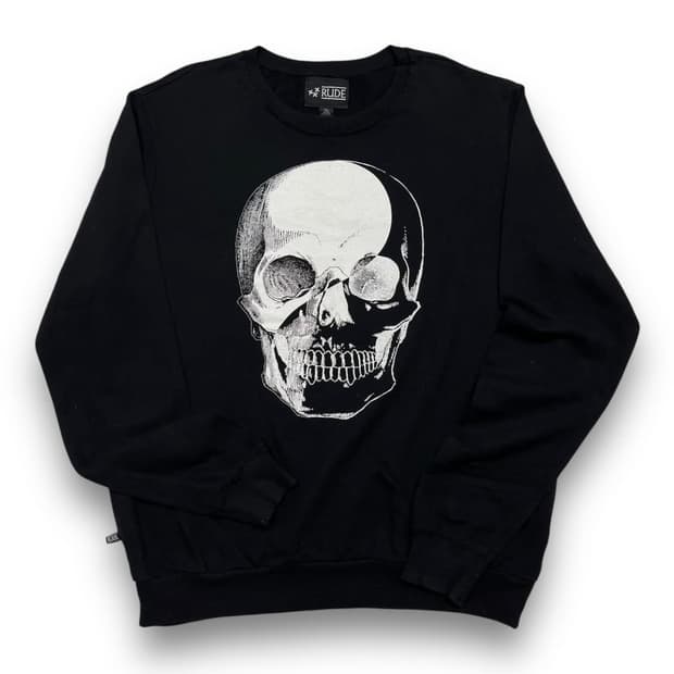 펑크 RUDE 스컬 헤드 쉐도우 딥 다크 빈티지 맨투맨