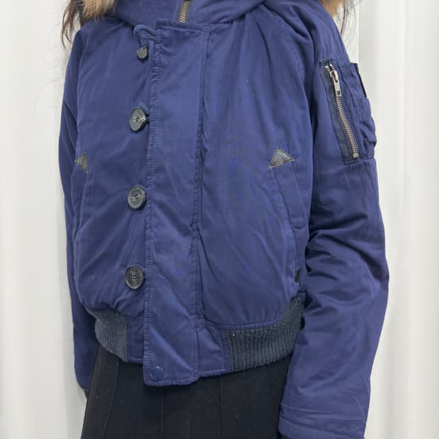 moussy real fur hood bomber jacket