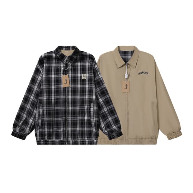 STUSSY 스투시 남녀공용 양면 리버시블 카라 집업 봄버 자켓 220