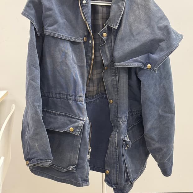 칼하트 데님 자켓 네이비 체크 안감