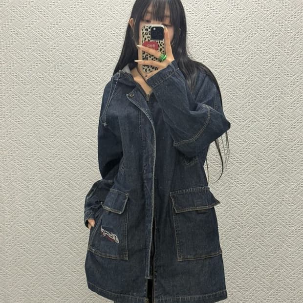 챔피언 올드스쿨 캐주얼 빈티지 미디 데님 자켓 100 C08500