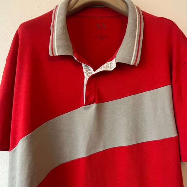 아르마니익스체인지 남성 레드 카라티셔츠 반팔티셔츠