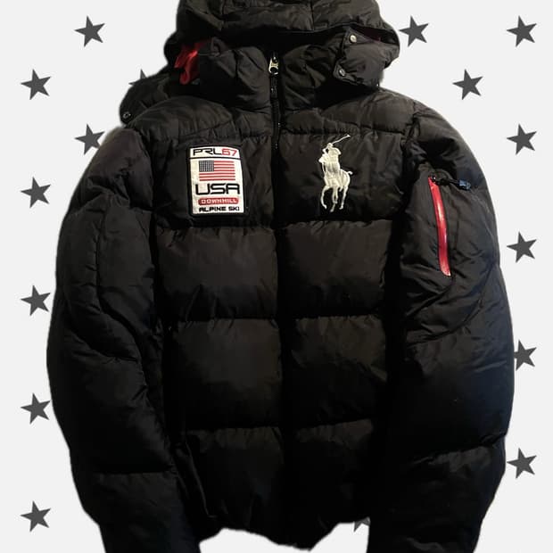 폴로 랄프로렌 빅포니 USA 성조기 패딩 블랙