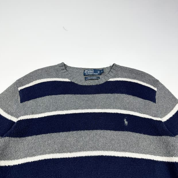 폴로 랄프로렌 포니 스트라이프 그레이 니트 (L)