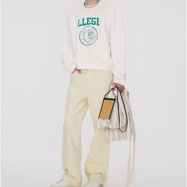 렉토 RECTO LLEGE 로고 아이보리 맨투맨 남성용