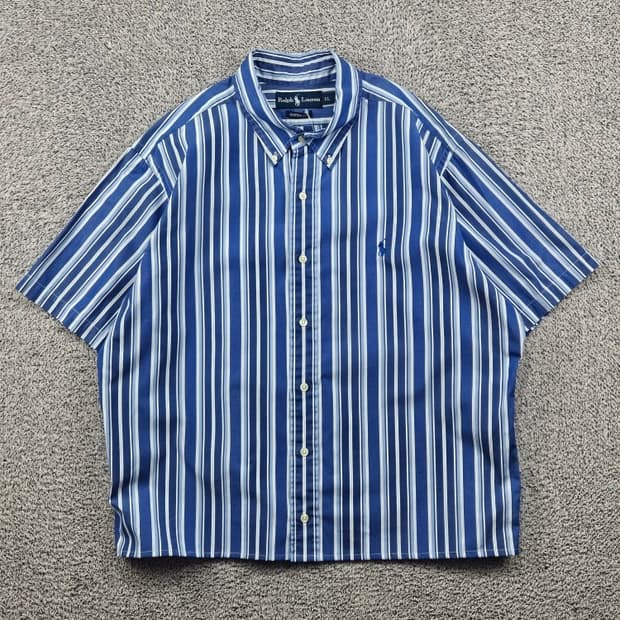 폴로랄프로렌 스트라이프 반팔 셔츠 크롭커스텀 ( XL ) / 11913