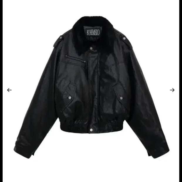 보헤미안서울 크링클 퍼 레더 점퍼