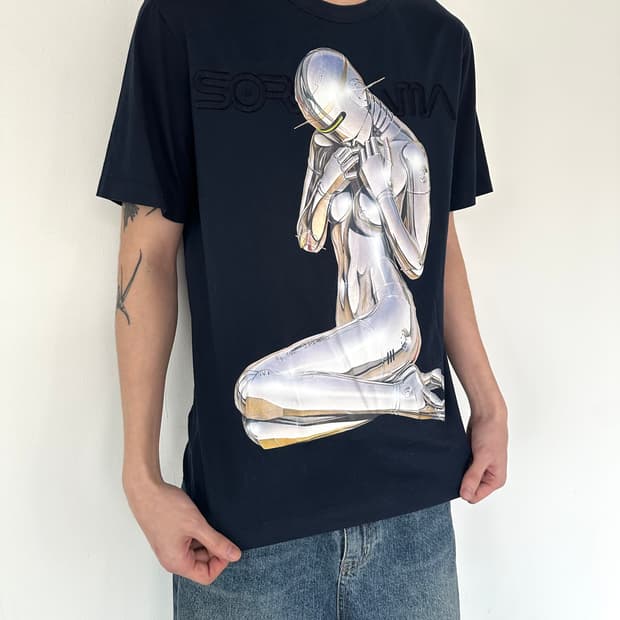 준지 x 소라야마 네이비 그래픽 반팔 티셔츠