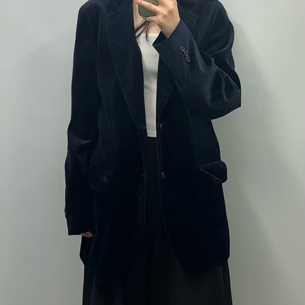 빈폴 네이비 벨루어 벨벳 블레이저 자켓