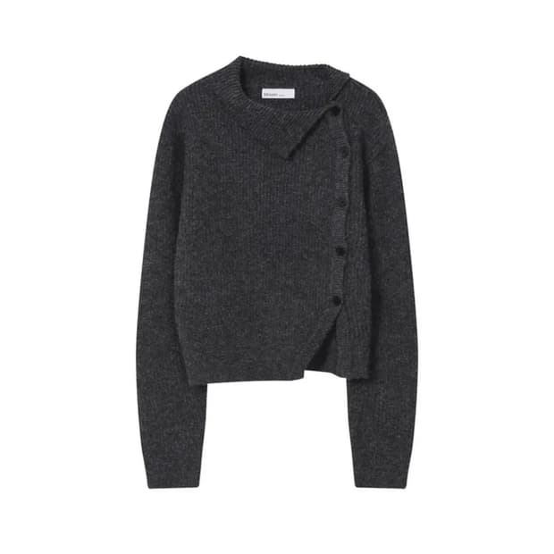 미세키서울 사이드 버튼 니트 챠콜