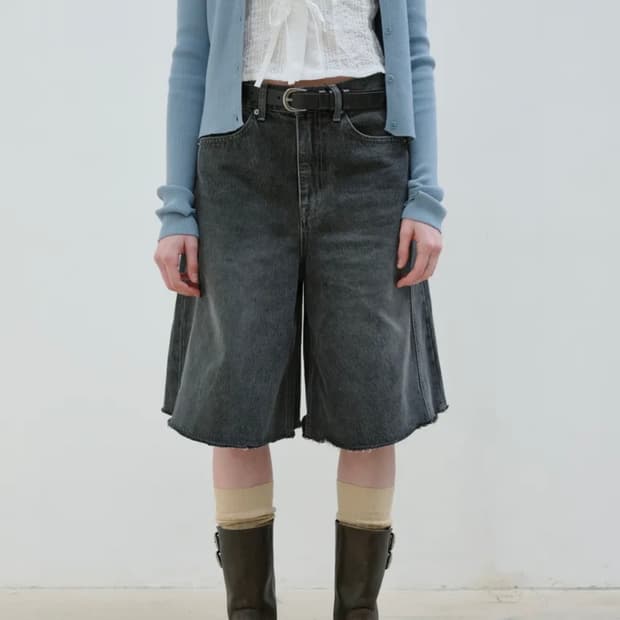 아옵트 PANEL DENIM BERMUDA PANTS - GRAY