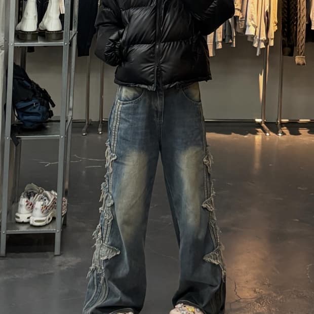 라퍼지스토어 블랙 크롭 푸퍼패딩 A2963