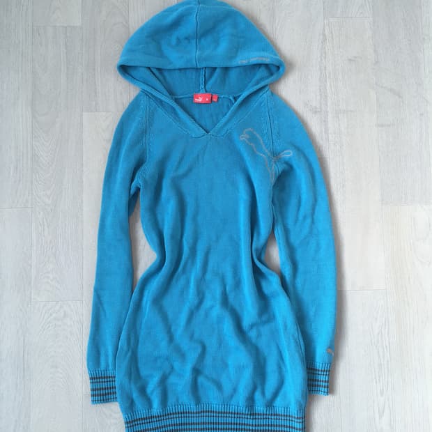jpn vintage puma aquablue hood knit ops