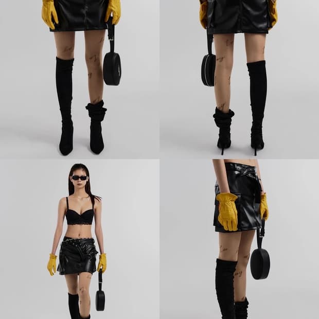 Leey 멀티포켓 레더스커트 M