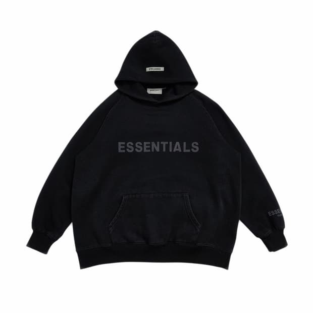 피오갓 에센션 자수 로고 후드티 블랙