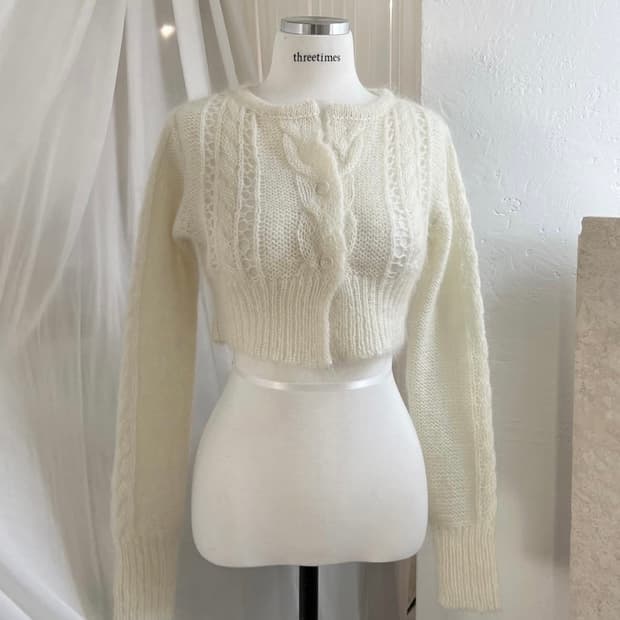 쓰리타임즈 단델리온 미니 가디건_아이보리