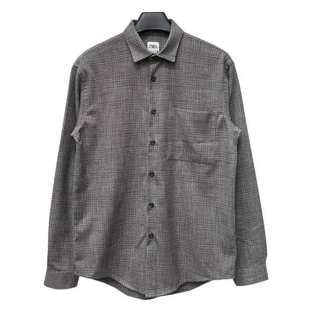 ZARA 자라 레귤러핏 텍스처드 체크 셔츠 남방 M