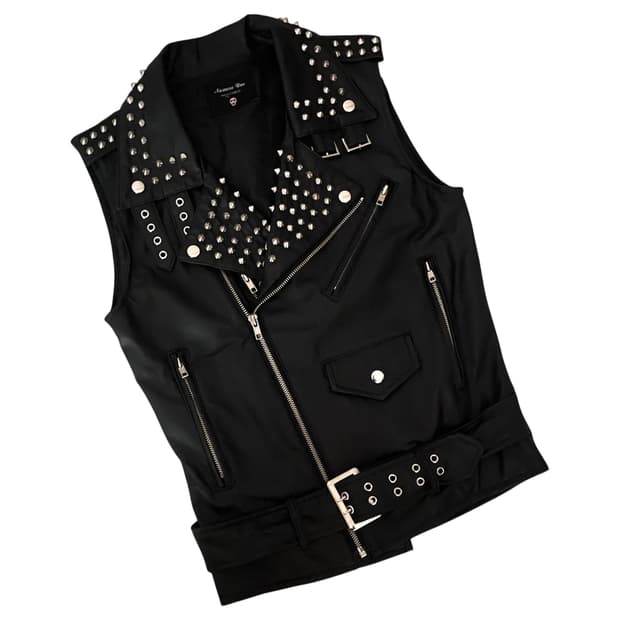 Numero Uno 스터드 가죽자켓 조끼 펑크