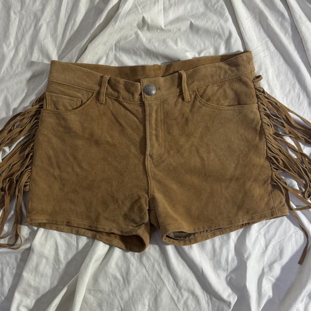 Goa 프린지 램 스웨이드 쇼츠 y2k 히피 보헤미안 웨스턴