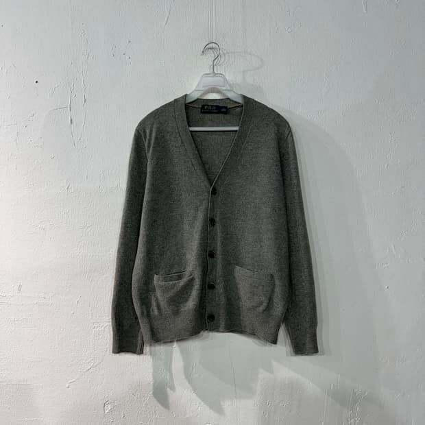 폴로랄프로렌 엘보우패치 그레이 가디건 S