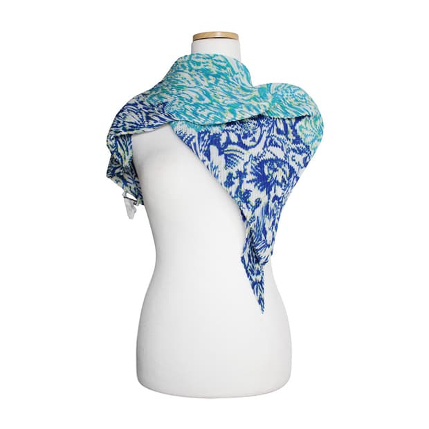 이세이 미야케 블루 플리츠 롱스카프