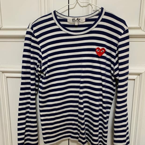 꼼데가르송 롱슬리브 스트라이프 네이비 L