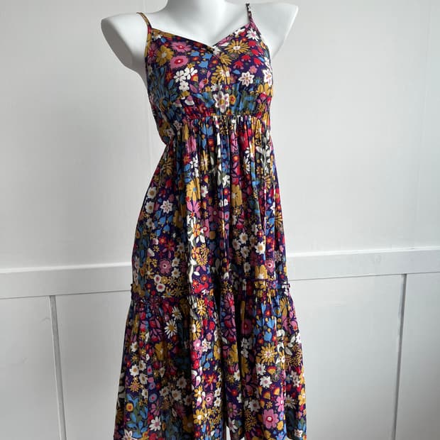 바이올렛 플로럴 패턴 롱 원피스