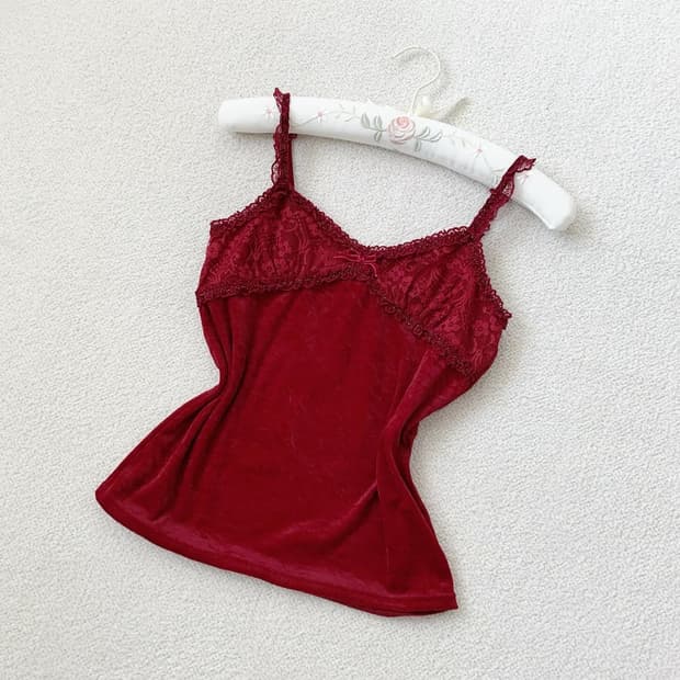 리즈리사 고전 버건디레드 레이스 슬리브리스