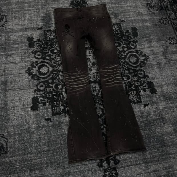 Kui 00s archive lame coating flare denim